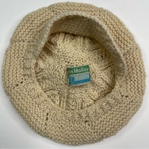Vintage Beanie Beret Fisherman Knit Hat Chunky Ireland John Molloy Donegal Wool - Picture 5 of 12